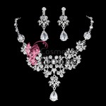 Coroana cu colier si cercei AS34 Argintiu cu cristale din sticla